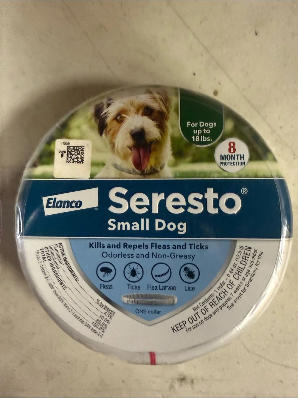 Seresto Flea and Tick Collar 8 Months Protection SMALL Dogs Under 18lbs - Sealed